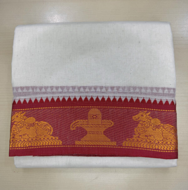 Pure Cotton Cream Temple Dhoti With 3″ Jackard Border (Nandhi Sivan)